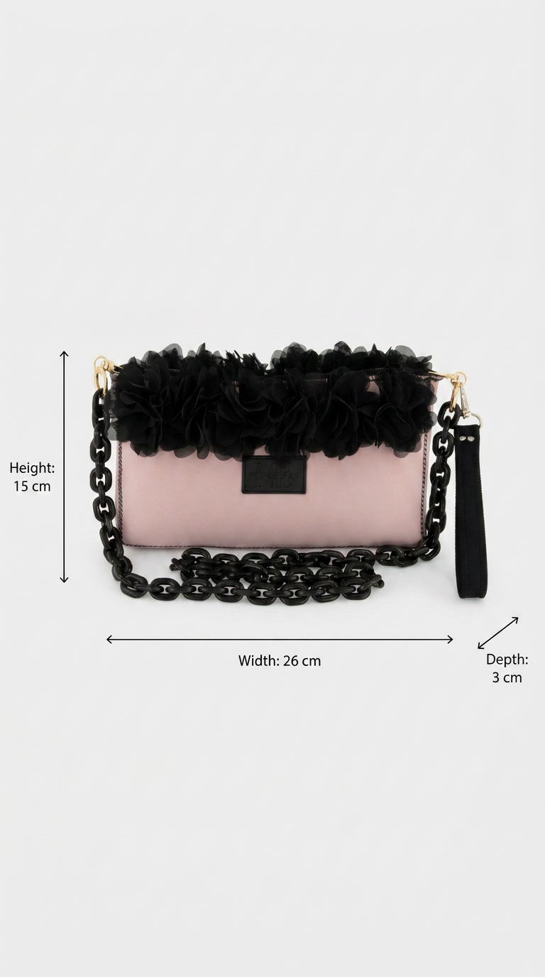 Rose Ash Neoprene Flower Clutch