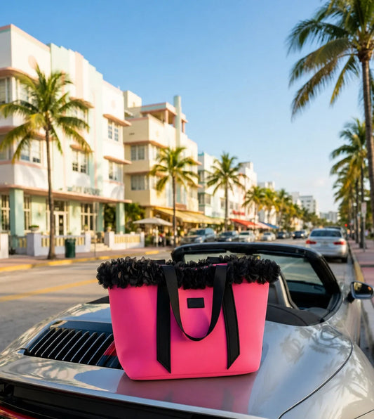Punch Pink Neoprene Beach Tote