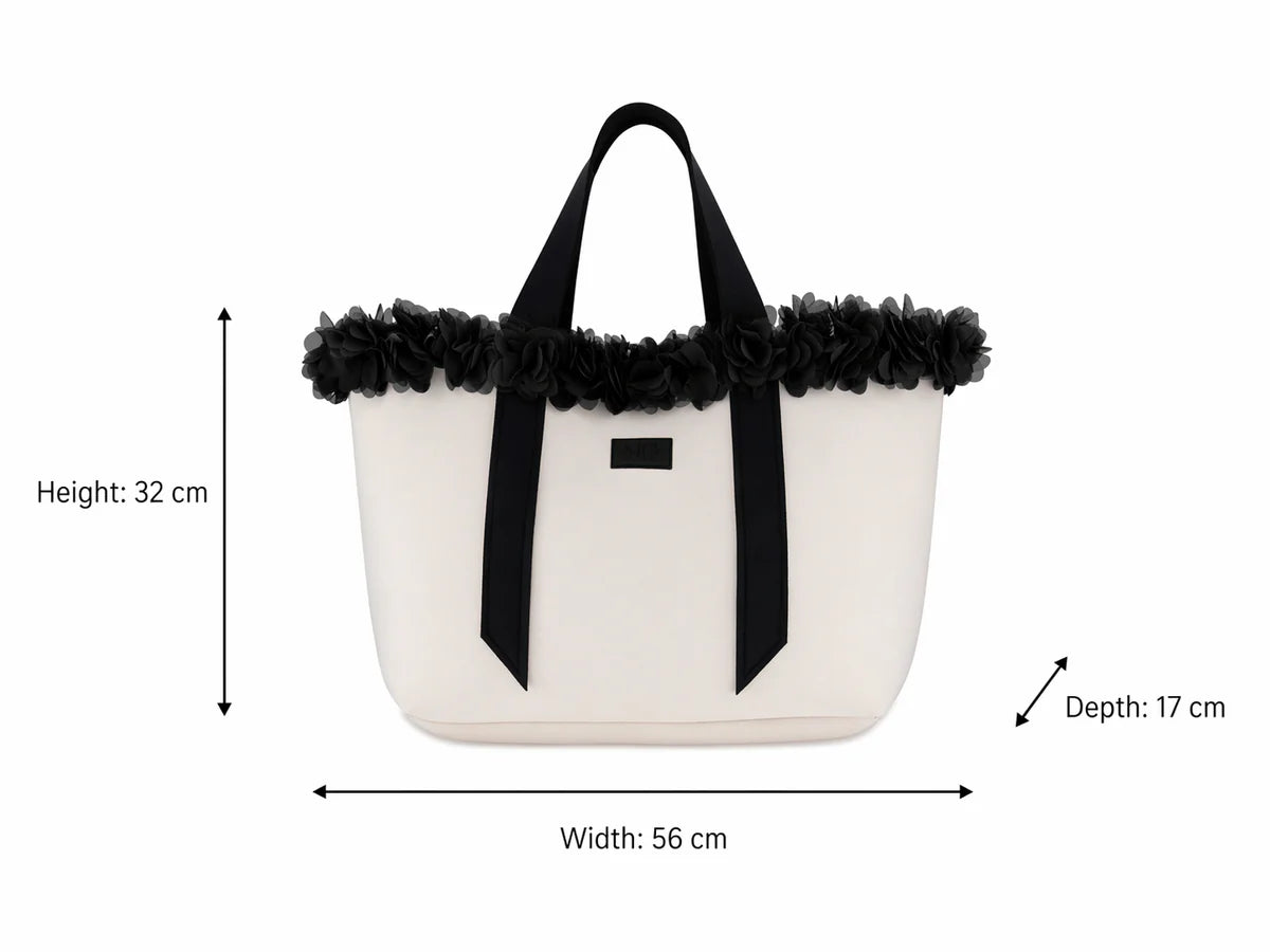 White Charm Neoprene Beach Tote