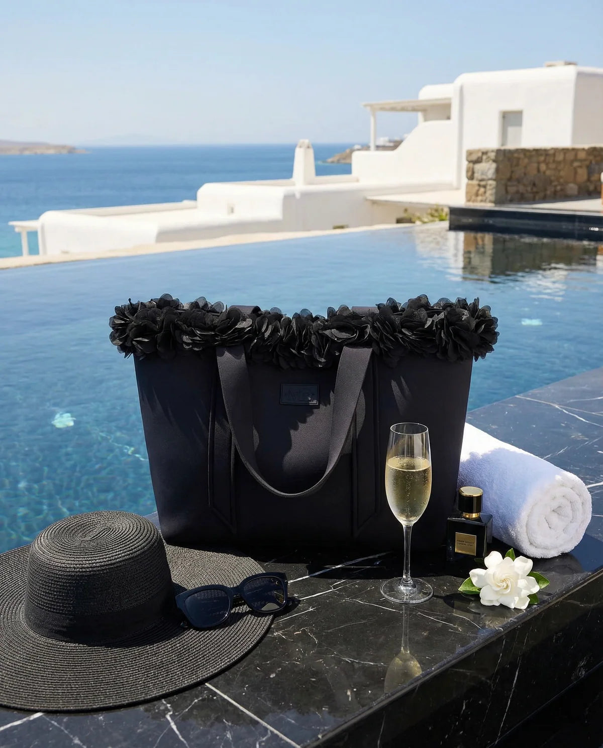 Forever Black Neoprene Beach Tote
