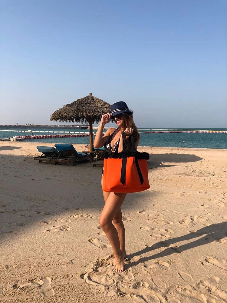 Orange Crush Neoprene Beach Tote