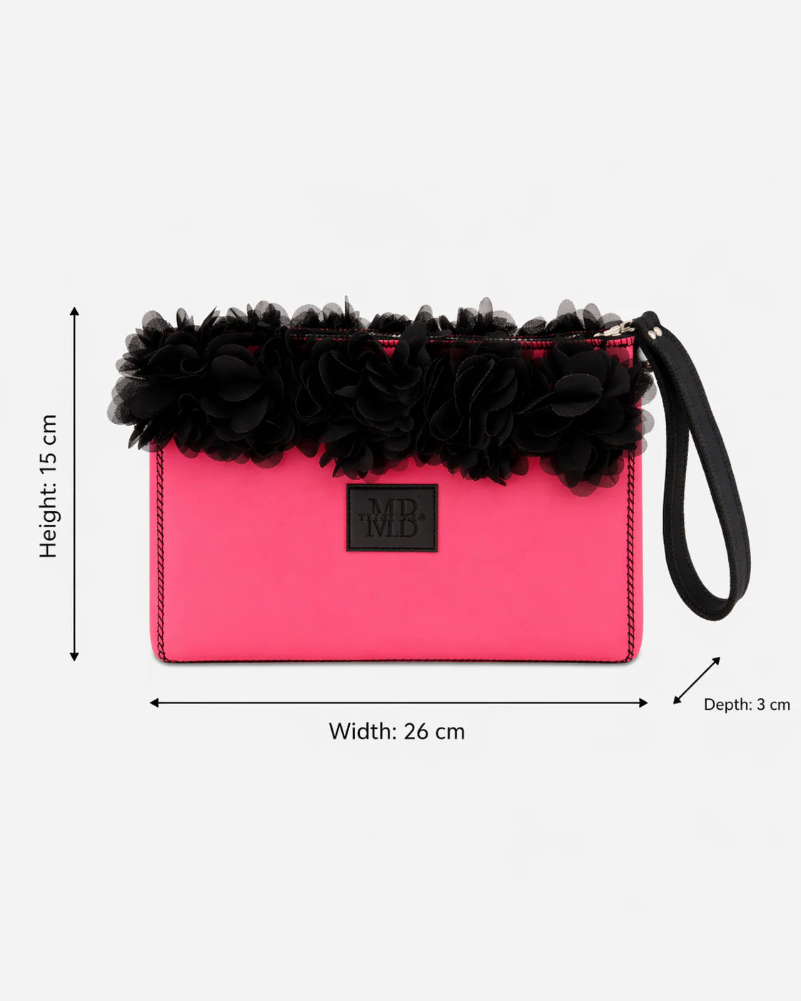 Punch Pink Neoprene Flower Clutch