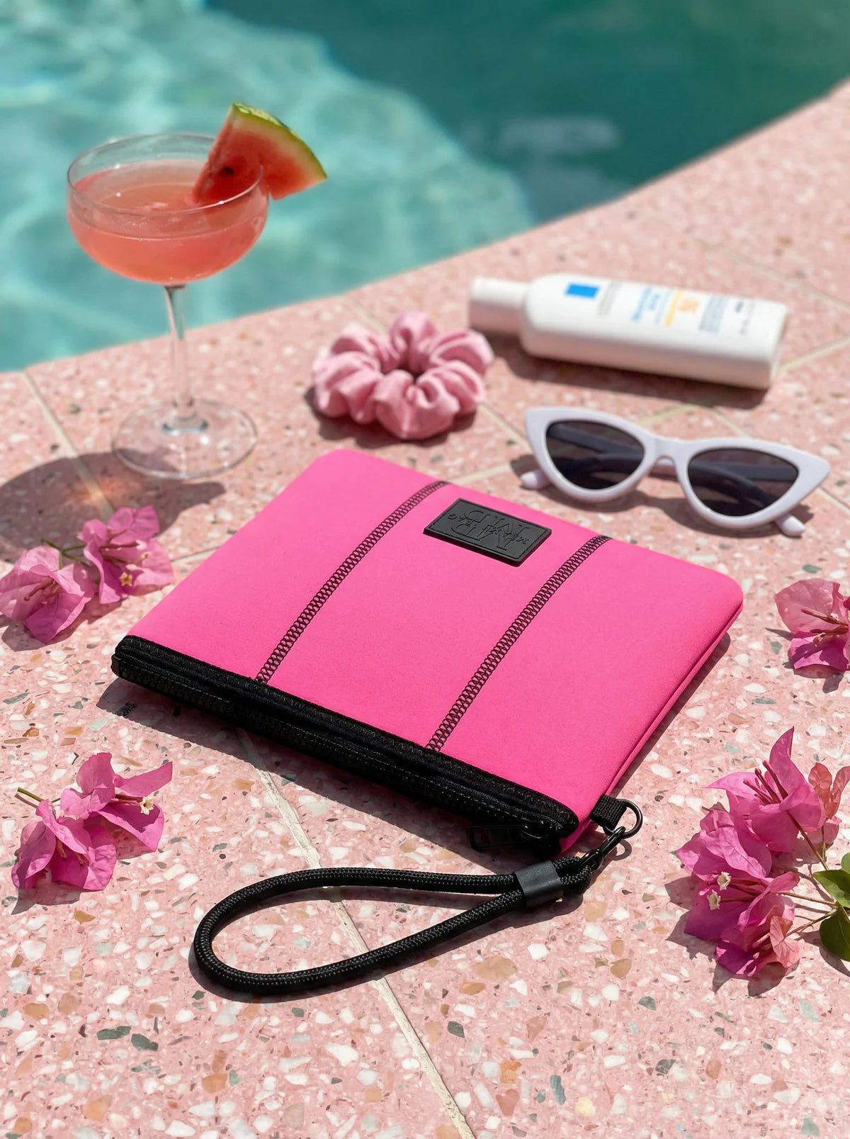 Punch Pink Neoprene Beach Pouch