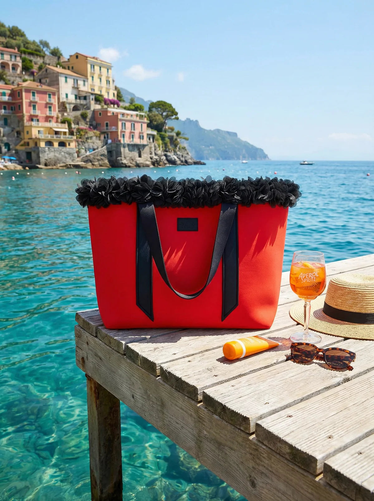 Red Love Neoprene Beach Tote