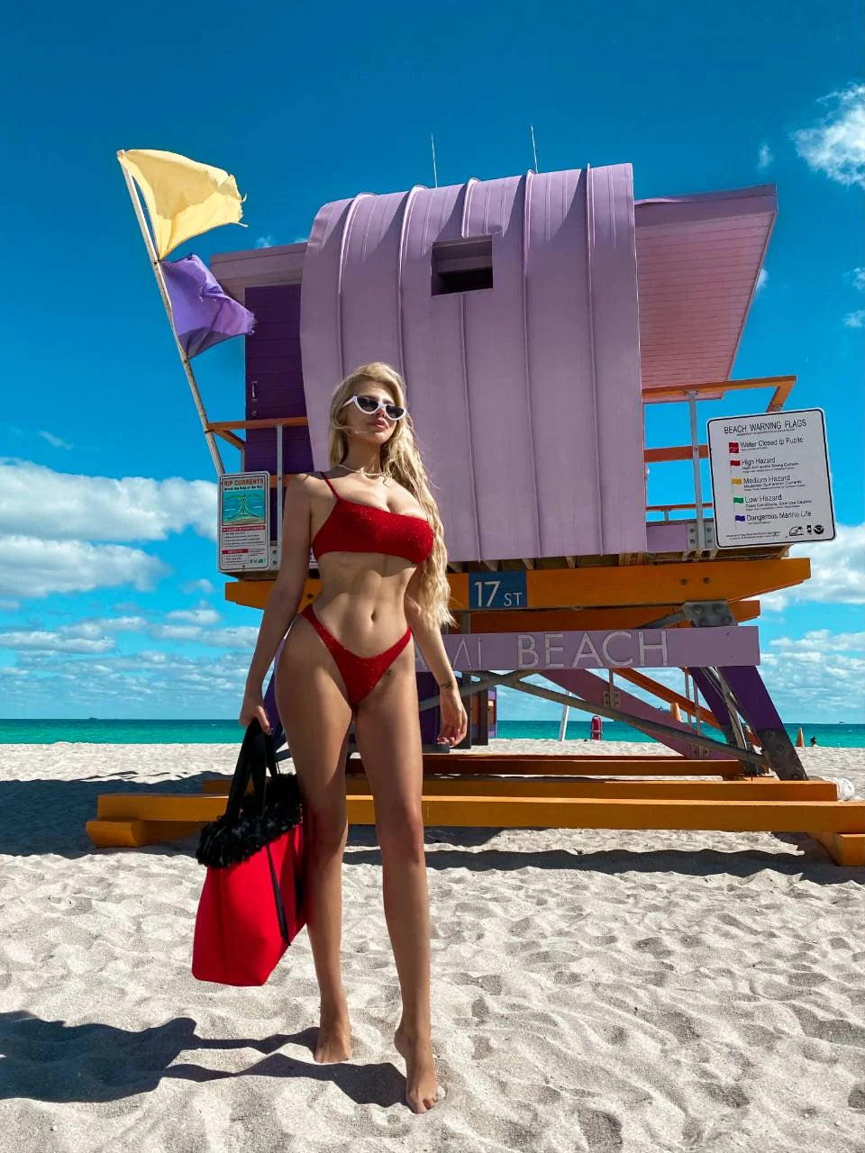 Red Love Neoprene Beach Tote