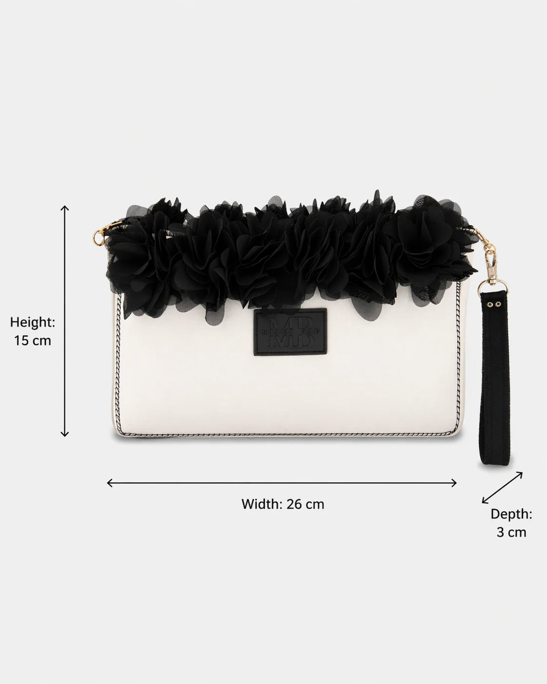 White Charm Neoprene Flower Clutch